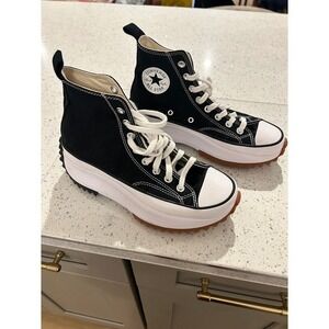 Converse Run Star Hike High Top Black White Platform Sneakers Women's 8.5